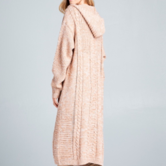 Duster Cardigan Sweater Coral Peach - Picture 3 of 10